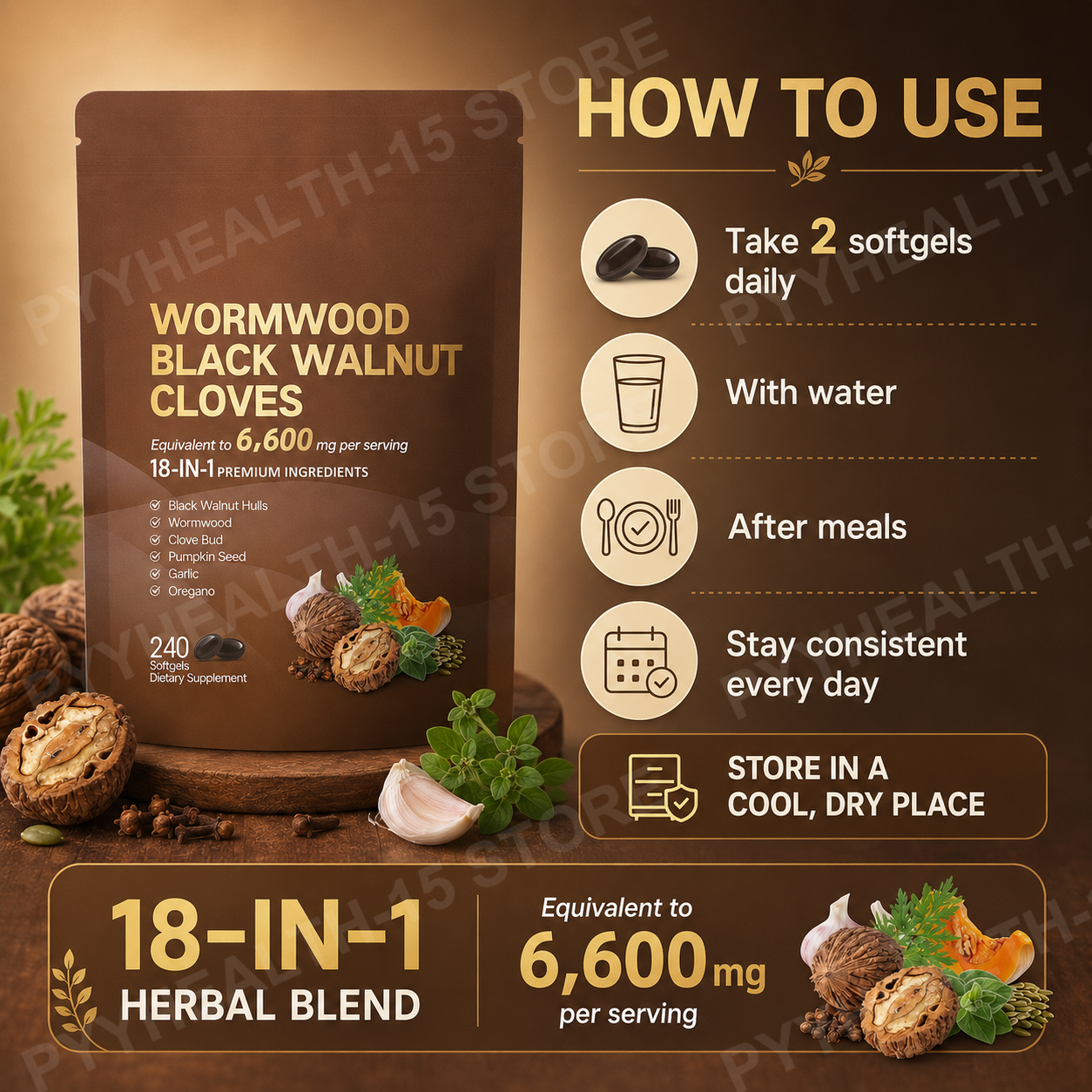 18-in-1 Wormwood Black Walnut  - مراجعة Herbal Wellness وسعره